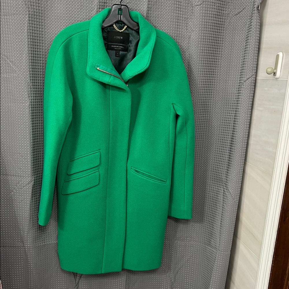 J. Crew Vibrant Green Trench Coat